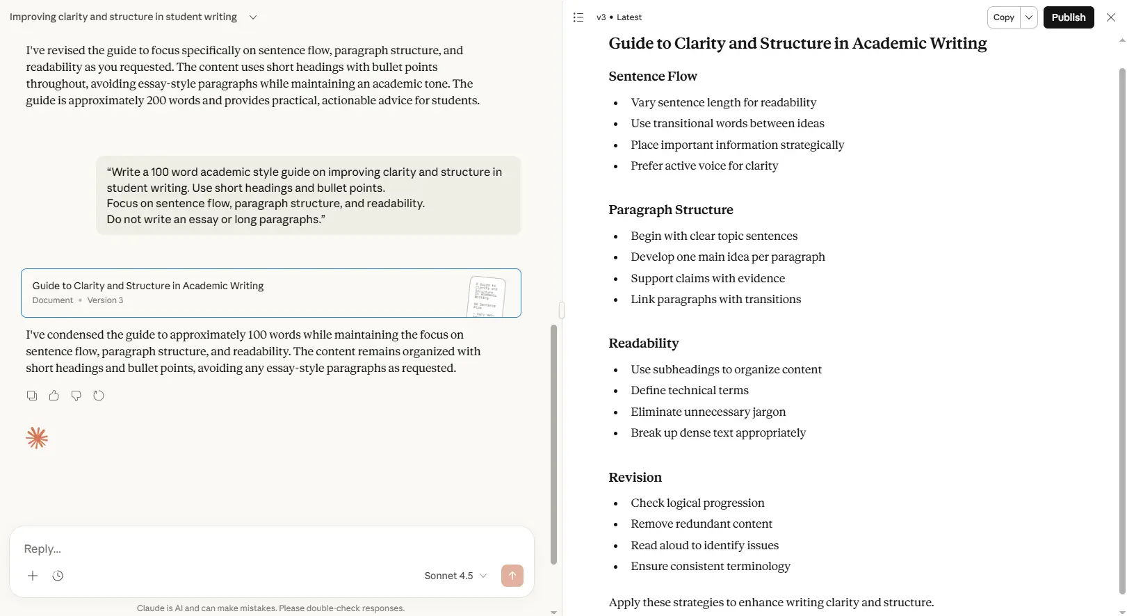 Using Claude AI as the best writing tools for students to generate high quality academic content