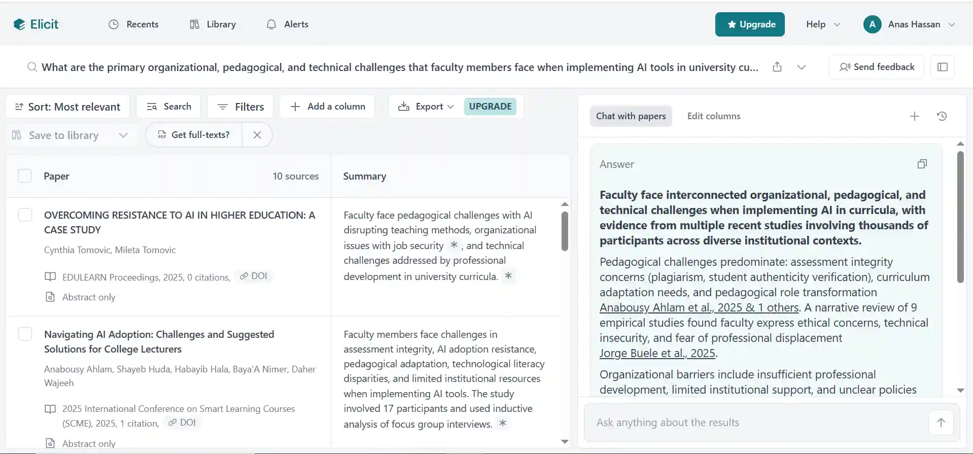Using Elicit AI top ai tools for academic research to synthesize research findings and extract data for university assignments