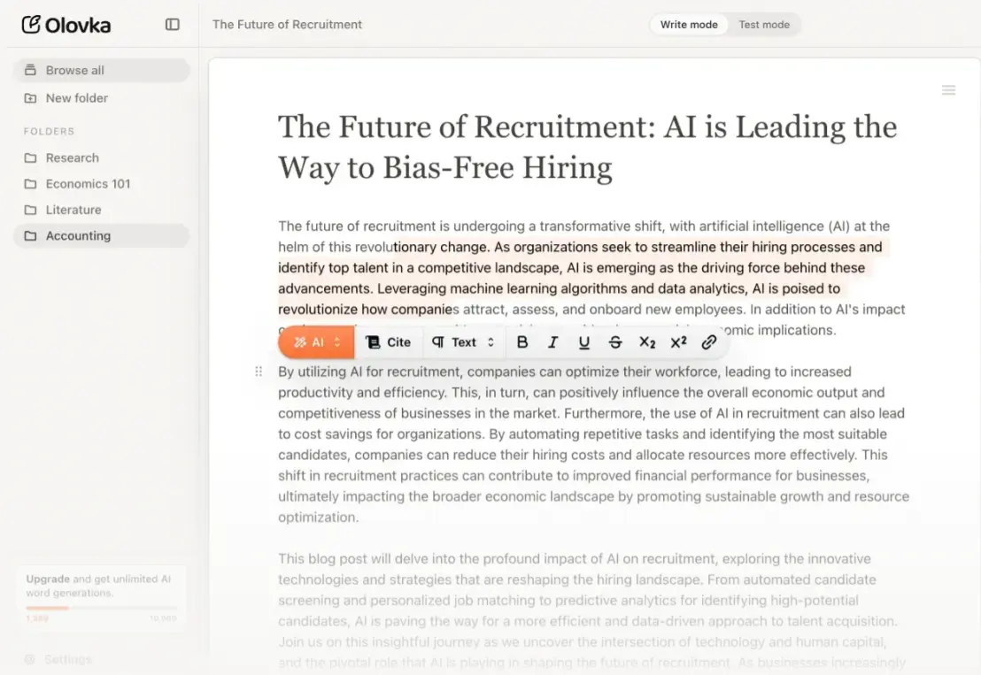 High quality essay generated by Olovka AI proving it’s a top rated free ai essay writer