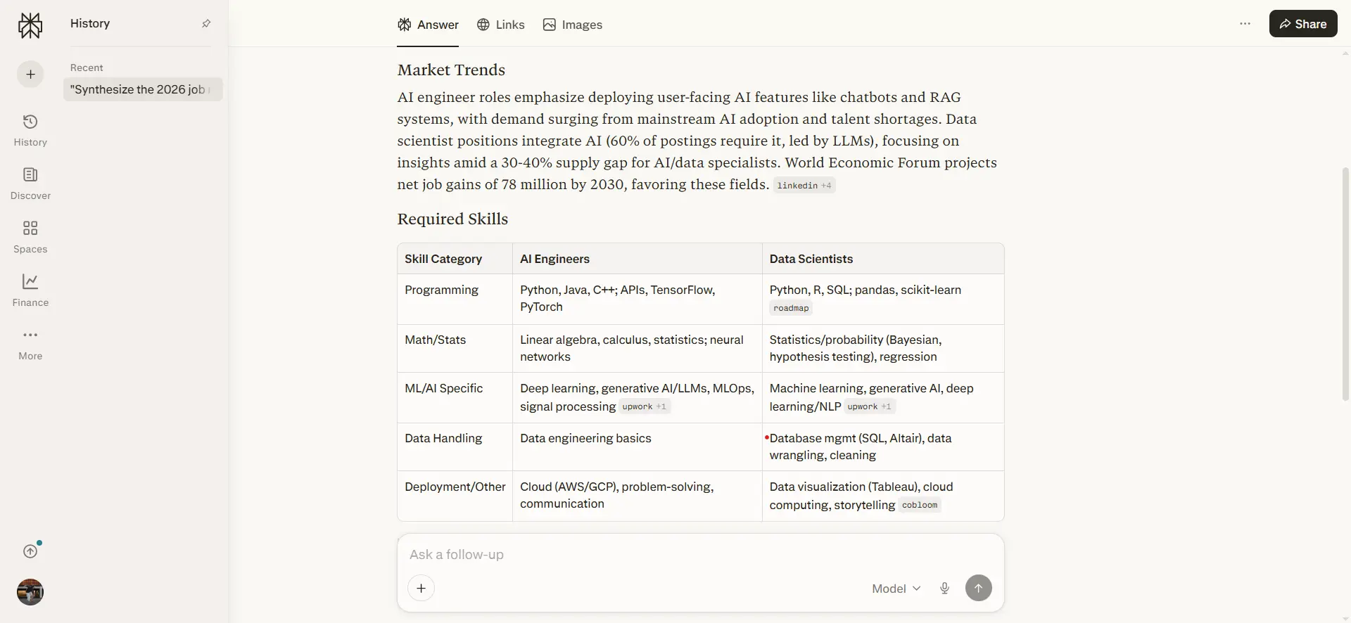 Using Perplexity AI to synthesize job market research with real-time citations, one of the best ai tools for academic research